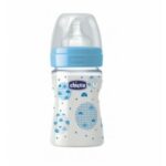 CHICCO BIBERON EN PLASTIQUE BLEU  0M+ 150 ML