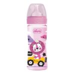 CHICCO BIBERON EN PLASTIQUE ROSE 2M+ 250 ML