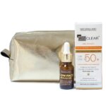 Ecran solaire minéral SPF 50+ teinte beige claire Bio Clear + Illuminateur liquide Glow Face Highlighter