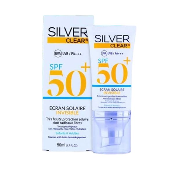 SILVER CLEAR ECRAN SOLAIRE INVISIBLE ENFANT ET ADULTE SPF 50+ 50ML