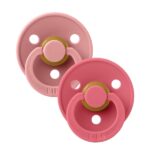 Bibs Color Rubber Pacifiers 6m+ Size2 Dusty Pink/Coral 120446, 2pcs.