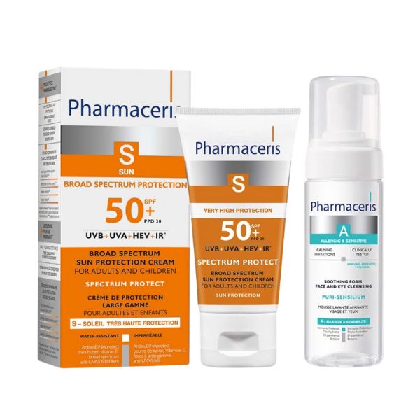 Pharmaceris S Face Cream SPF50+, 50 ML + Mousse Nettoyant A 150 ML