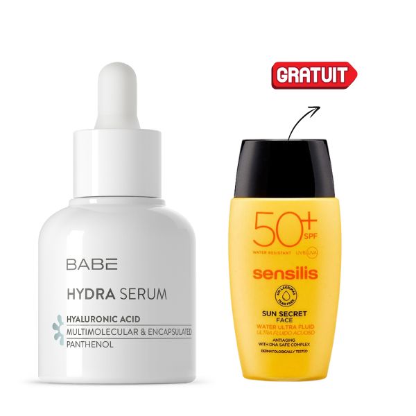 1 PACK BABE SERUM HYDRA HYALURONIC ACID 30ML + ECRAN SENSILIS ULTRA FLUIDE SPF50+ OFFERT
