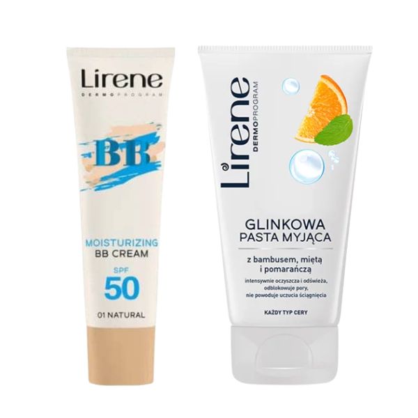 1 PACK LIRENE BB CREAM SPF50 - 01 NATURAL + LIRENE GEL NETTOYANT ARGILE BLANCHE 150ML
