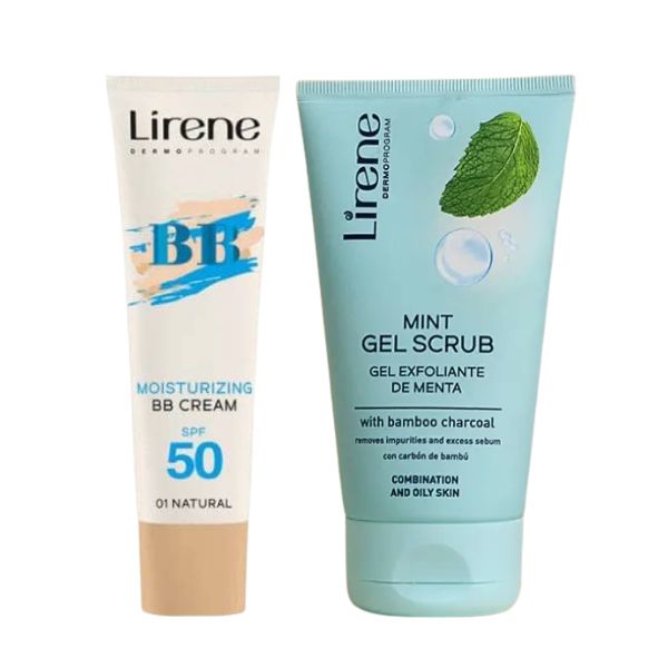 1 PACK LIRENE BB CREAM SPF50 - 01 NATURAL + LIRENE Gel Exfoliant Menthe 150ML