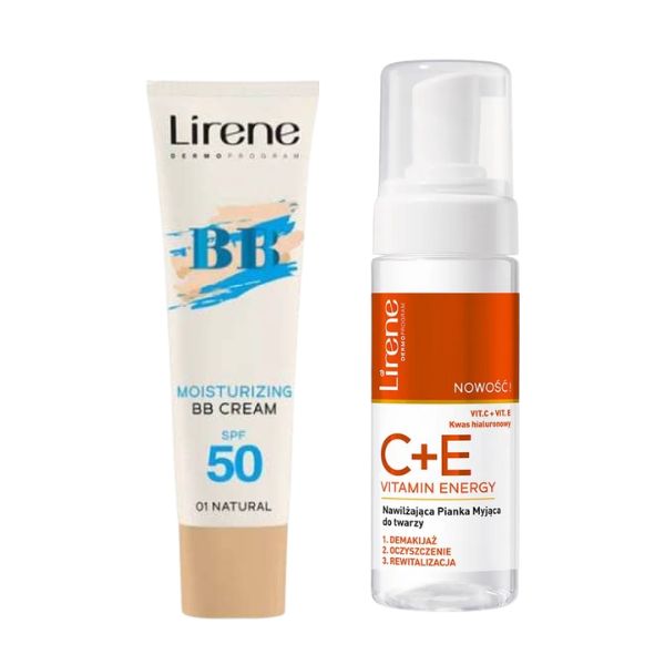 1 PACK LIRENE BB CREAM SPF50 - 01 NATURAL + LIRENE C+E MOUSSE NETTOYANTE TONFIANTE 150 ML