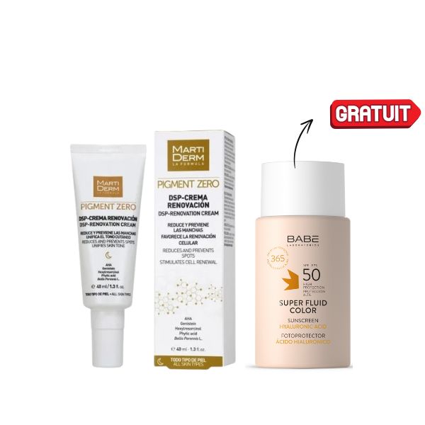 1 PACK MARTIDERM DSP CREME RENOVATION 40 ML + ECRAN BABE Super Fluid Color Protection Solaire SPF 50 50ML OFFERT