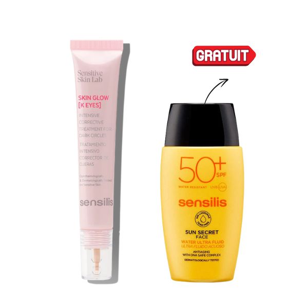 1 PACK SENSILIS SKIN GLOW K EYES 15ML + ECRAN ULTRA FLUIDE SPF50+ OFFERT