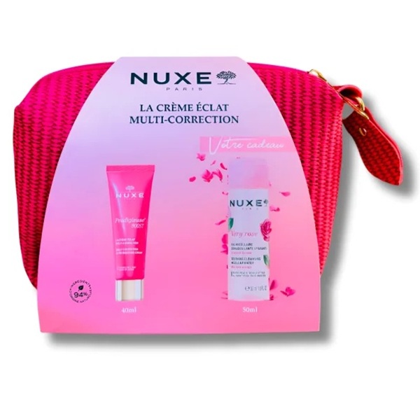 NUXE TROUSSE PRODIGIEUSE BOOST CREME ECLAT 40ML + VERY ROSE EAU MICELLAIRE 50ML ET TROUSSE OFFERTS